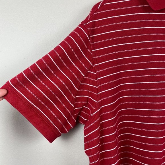Duluth Trading Company Polo Shirt Large Mens Red Stripe Short Sleeve Longtail L - Picture 3 of 8